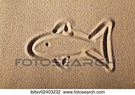 Stock Image - "Fish, painted in sand". Fotosearch