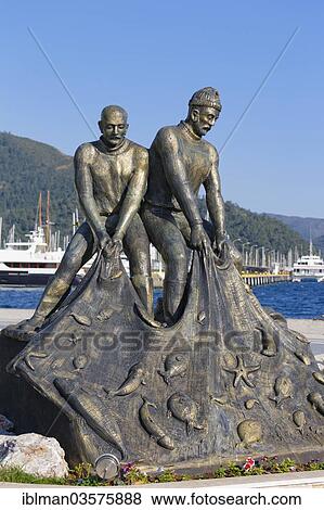 Stock Photo - "Fisherman memorial at the fishing port, Marmaris, Provinz Mugla, Aegais, Turkey, Asia". Fotosearch