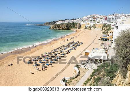 "Fisherman's Beach, parasols and beach chairs, Albufeira, Algarve, Portugal, Europe" View Large Photo Image Stock Image - "Fisherman's Beach, parasols and beach chairs, Albufeira, Algarve, Portugal, Europe". Fotosearch