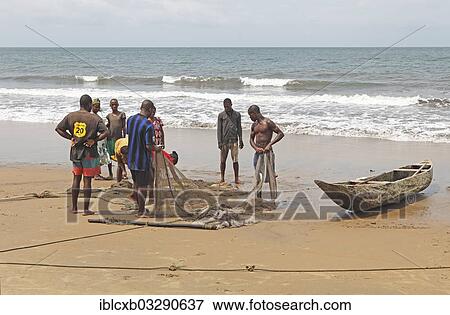 "Fishermen with nets on the beach, Kribi, South Region, Cameroon, Africa" View Large Photo Image Stock Photo - "Fishermen with nets on the beach, Kribi, South Region, Cameroon, Africa". Fotosearch