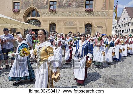 "Fishermen's wives during a parade on Marktplatz square in front of the Town Hall, Fischerstechen or water jousting festival, Ulm, Baden-Wurttemberg, Germany, Europe" View Large Photo Image Stock Photo - "Fishermen's wives during a parade on Marktplatz square in front of the Town Hall, Fischerstechen or water jousting festival, Ulm, Baden-Wurttemberg, Germany, Europe". Fotosearch