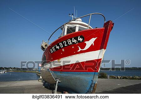 Stock Image - "Fishing boat at the pier, Brest, Brittany, France, Europe". Fotosearch