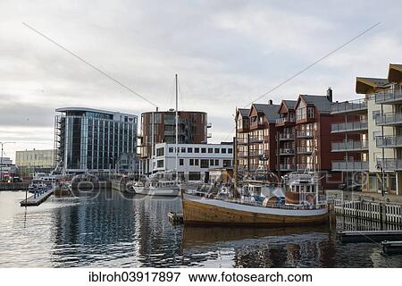Stock Photo - "Fishing boat in the harbor of Svolvaer, Vagan, Lofoten, Norway, Europe". Fotosearch