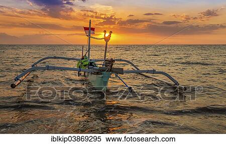 Stock Photography - "Fishing boat off Lovina Beach, Bali, Indonesia, Asia". Fotosearch