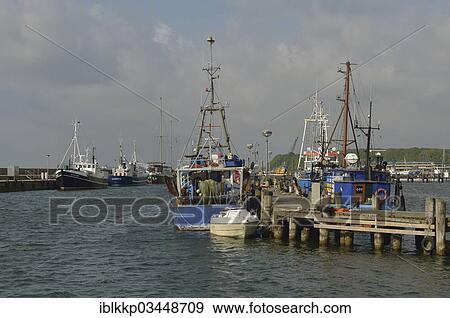 Stock Photo - "Fishing boats and ships in the port, Sassnitz, Rugen, Mecklenburg-Western Pomerania, Germany, Europe". Fotosearch