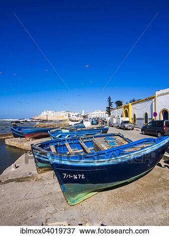 "Fishing boats in front of the Sqala de la Kasbah, Malecon of the old town of Essaouira, Medina, Unesco World Heritage Site, Morocco, Africa" View Large Photo Image Stock Photo - "Fishing boats in front of the Sqala de la Kasbah, Malecon of the old town of Essaouira, Medina, Unesco World Heritage Site, Morocco, Africa". Fotosearch