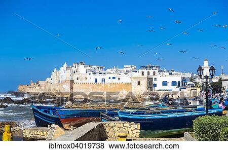 "Fishing boats in front of the Sqala de la Kasbah, Malecon of the old town of Essaouira, Medina, Unesco World Heritage Site, Morocco, Africa" View Large Photo Image Stock Photo - "Fishing boats in front of the Sqala de la Kasbah, Malecon of the old town of Essaouira, Medina, Unesco World Heritage Site, Morocco, Africa". Fotosearch