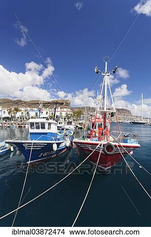 "Fishing boats in the harbor, Puerto de Mogan, Gran Canaria, Canary Islands, Spain, Europe" View Large Photo Image Picture - "Fishing boats in the harbor, Puerto de Mogan, Gran Canaria, Canary Islands, Spain, Europe". Fotosearch