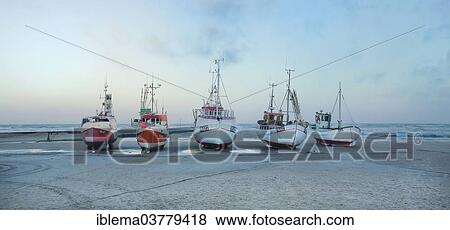 "Fishing boats in the morning, Loekken, Denmark, Europe" View Large Photo Image Stock Photo - "Fishing boats in the morning, Loekken, Denmark, Europe". Fotosearch