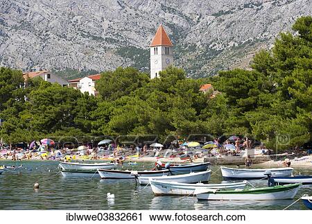 "Fishing boats off bathing beach, the Biokovo Mountains at the back, Promajna, Makarska Riviera, Dalmatia, Croatia, Europe" View Large Photo Image Stock Image - "Fishing boats off bathing beach, the Biokovo Mountains at the back, Promajna, Makarska Riviera, Dalmatia, Croatia, Europe". Fotosearch