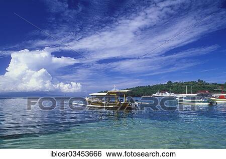 Stock Photograph - "Fishing boats on the beach of Padang Bai, Padang Bai, Bali, Indonesia, Asia". Fotosearch