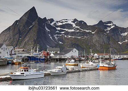 "Fishing port, Hamnoy, Moskenesoy, Lofoten, Nordland, Norway, Europe" View Large Photo Image Stock Image - "Fishing port, Hamnoy, Moskenesoy, Lofoten, Nordland, Norway, Europe". Fotosearch