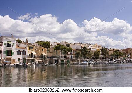 Stock Image - "Fishing port of Porto Colom, Majorca, Balearic Islands, Mediterranean Sea, Spain, Europe". Fotosearch