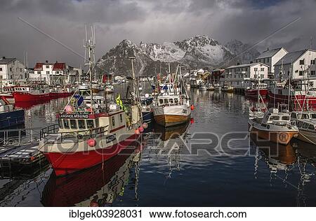 "Fishing village Henningsvaer, Austvagoy, Lofoten, Norway, Europe" View Large Photo Image Stock Image - "Fishing village Henningsvaer, Austvagoy, Lofoten, Norway, Europe". Fotosearch