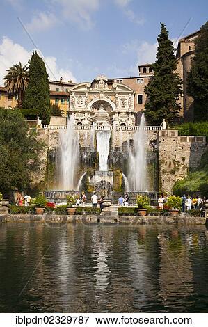 Stock Photo - "Fishponds and the Fountain of Neptune and Organ at Villa d'Este, Tivoli, Lazio, Italy, Europe". Fotosearch