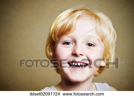 Picture - "Five-year-old boy, smiling, portrait". Fotosearch