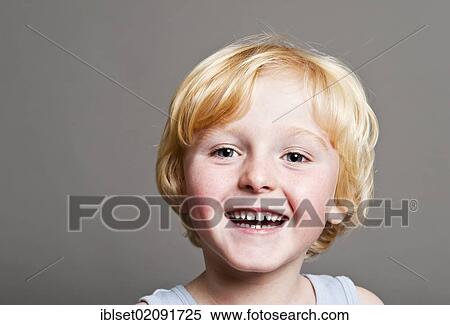 Stock Photography - "Five-year-old boy, smiling, portrait". Fotosearch