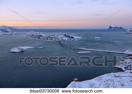 "Fjord with islands and a bridge during the blue hour, Sommeroya, Tromso, ‪Troms, Northern Norway, Norway, Europe" View Large Photo Image Stock Photo - "Fjord with islands and a bridge during the blue hour, Sommeroya, Tromso, ‪Troms, Northern Norway, Norway, Europe". Fotosearch