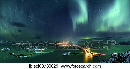 "Fjord with islands in winter and the northern lights, Sommeroya, Tromso, ‪Troms, Northern Norway, Norway, Europe" View Large Photo Image Stock Photo - "Fjord with islands in winter and the northern lights, Sommeroya, Tromso, ‪Troms, Northern Norway, Norway, Europe". Fotosearch