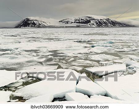 Stock Photo - "Fjord with pack ice, Phippsoya, Sjuoyane, Svalbard Archipelago, Svalbard and Jan Mayen, Norway, Europe". Fotosearch