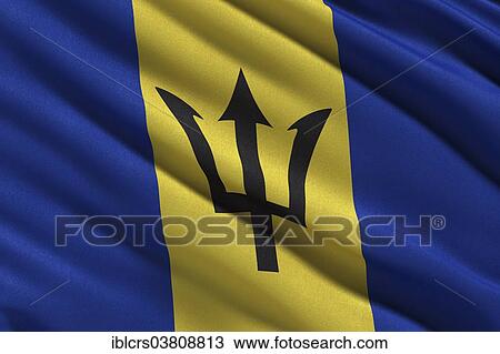 Flag of Barbados waving in the wind View Large Photo Image Stock Image - Flag of Barbados waving in the wind. Fotosearch