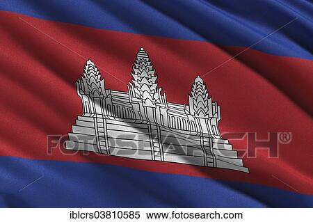 Flag of Cambodia waving in the wind View Large Photo Image Stock Photography - Flag of Cambodia waving in the wind. Fotosearch