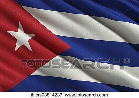 Stock Photo - Flag of Cuba flying in the wind. Fotosearch