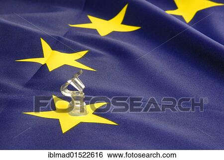 Stock Photograph - "Flag of Europe with an open valve, symbolic image of Europe running out of steam, Greek debt crisis". Fotosearch