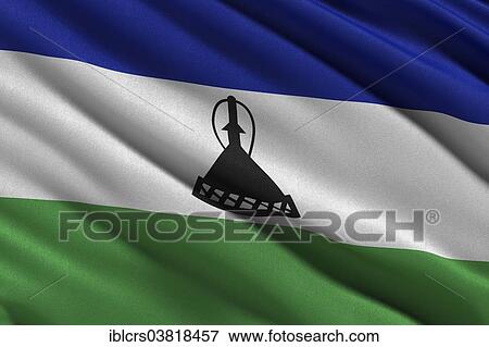 Flag of Lesotho waving in the wind View Large Photo Image Stock Photo - Flag of Lesotho waving in the wind. Fotosearch