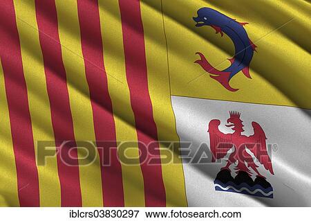 Stock Photo - Flag of Provence-Alpes-Cote d'Azur. Fotosearch