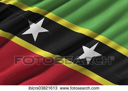 Stock Image - Flag of Saint Kitts and Nevis. Fotosearch