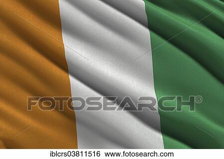 Flag of the Ivory Coast or Republic of Cote d'Ivoire waving in the wind View Large Photo Image Stock Photograph - Flag of the Ivory Coast or Republic of Cote d'Ivoire waving in the wind. Fotosearch