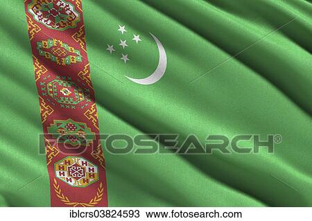 Stock Image - Flag of Turkmenistan. Fotosearch