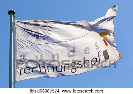 "Flag with logo and lettering """"Bundesrechnungshof"""" or German Federal Court of Auditors, Bonn, Rhineland, North Rhine-Westphalia, Germany, Europe" View Large Photo Image Picture - "Flag with logo and lettering """"Bundesrechnungshof"""" or German Federal Court of Auditors, Bonn, Rhineland, North Rhine-Westphalia, Germany, Europe". Fotosearch