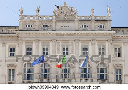 "Flags at the Palazzo del Lloyd, Piazza Unita d'Italia, Trieste, Friuli-Venezia Giulia, Italy, Europe" View Large Photo Image Stock Photo - "Flags at the Palazzo del Lloyd, Piazza Unita d'Italia, Trieste, Friuli-Venezia Giulia, Italy, Europe". Fotosearch