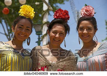 "Flamenco dancers at the Feria de Abril, Seville, Andalucia, Spain, Europe" View Large Photo Image Stock Photo - "Flamenco dancers at the Feria de Abril, Seville, Andalucia, Spain, Europe". Fotosearch