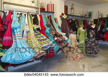 "Flamenco dresses in a store, El Rocio, El Rocio, Costa de la Luz, Andalusia, Spain, Europe" View Large Photo Image Stock Image - "Flamenco dresses in a store, El Rocio, El Rocio, Costa de la Luz, Andalusia, Spain, Europe". Fotosearch
