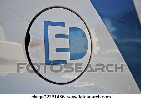 Stock Photograph - "Flap for the charger cable, electric car E-Smart electric drive by Smart, carsharing project CAR2GO, Blaustein, Swabian Alb, Baden-Wuerttemberg, Germany, Europe, PublicGround, Europe". Fotosearch