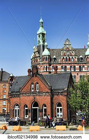 "Fleetschloesschen, cafe and restaurant, and the town hall of Speicherstadt, warehouse district, Hamburg, Germany, Europe" View Large Photo Image Stock Photo - "Fleetschloesschen, cafe and restaurant, and the town hall of Speicherstadt, warehouse district, Hamburg, Germany, Europe". Fotosearch