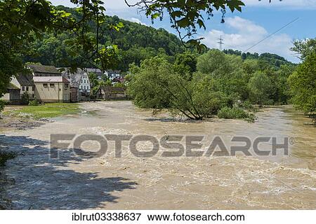 "Flood of the river Neckar, 02 Jun 2013 at noon, flooded weir and meadows, river with a strong current, Bad Niedernau, Rottenburg am Neckar, Baden-Wurttemberg, Germany, Europe" View Large Photo Image Stock Photo - "Flood of the river Neckar, 02 Jun 2013 at noon, flooded weir and meadows, river with a strong current, Bad Niedernau, Rottenburg am Neckar, Baden-Wurttemberg, Germany, Europe". Fotosearch