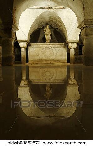 Stock Image - "Flooded crypt of San Zaccaria church, San Marco quarter, Venice, Veneto, Italy, Europe". Fotosearch