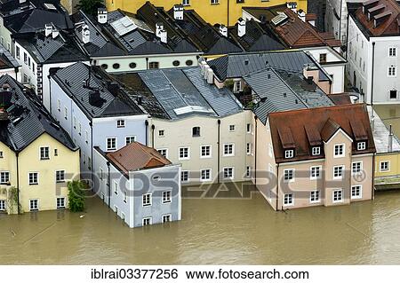 "Flooded houses in the historic town centre alongside the Danube River during the floods on 3rd June 2013, Passau, Lower Bavaria, Bavaria, Germany, Europe" View Large Photo Image Stock Photograph - "Flooded houses in the historic town centre alongside the Danube River during the floods on 3rd June 2013, Passau, Lower Bavaria, Bavaria, Germany, Europe". Fotosearch