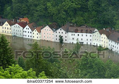 "Flooded row of houses on Freyunger Strasse, a street along the Ilz River, during the floods on 3rd June 2013, Passau, Lower Bavaria, Bavaria, Germany, Europe" View Large Photo Image Picture - "Flooded row of houses on Freyunger Strasse, a street along the Ilz River, during the floods on 3rd June 2013, Passau, Lower Bavaria, Bavaria, Germany, Europe". Fotosearch