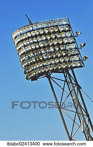 Stock Image - Floodlight at the Olympic Stadium, Munich, Bavaria, Germany, Europe. Fotosearch