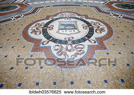 Stock Photography - "Floor mosaic in the Galleria Vittorio Emanuele II shopping arcade, Milan, Lombardy, Italy, Europe". Fotosearch