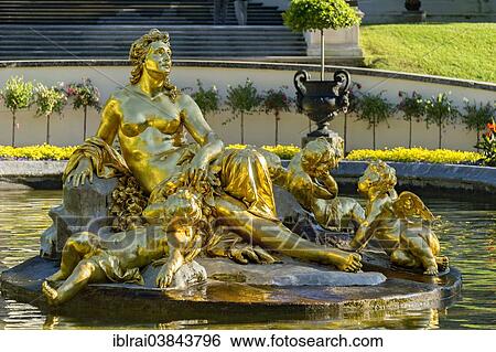 "Flora Fountain surrounded by a water basin, castle grounds, Linderhof Palace, Upper Bavaria, Bavaria, Germany, Europe" View Large Photo Image Stock Photograph - "Flora Fountain surrounded by a water basin, castle grounds, Linderhof Palace, Upper Bavaria, Bavaria, Germany, Europe". Fotosearch