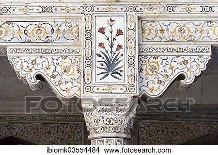"Floral motifs, coloured stone and glass inlays, pietra dura, Red Fort, Agra, Uttar Pradesh, India, Asia" View Large Photo Image Picture - "Floral motifs, coloured stone and glass inlays, pietra dura, Red Fort, Agra, Uttar Pradesh, India, Asia". Fotosearch