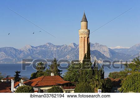 "Fluted Minaret, behind the Taurus Mountains, Kaleici, Antalya, Antalya Province, Turkey, Asia" View Large Photo Image Picture - "Fluted Minaret, behind the Taurus Mountains, Kaleici, Antalya, Antalya Province, Turkey, Asia". Fotosearch