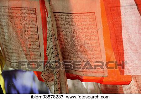 Stock Photo - "Fluttering prayer flags, Yotongla Pass, Bumthang district, Bhutan, Asia". Fotosearch