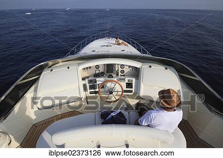 "Flybridge, Leonardo II, a cruiser built by Azimut, type of boat: Leonardo 98, length: 30. 15 m, built in 2004, French Riviera, France, Mediterranean Sea, Europe" View Large Photo Image Stock Photograph - "Flybridge, Leonardo II, a cruiser built by Azimut, type of boat: Leonardo 98, length: 30. 15 m, built in 2004, French Riviera, France, Mediterranean Sea, Europe". Fotosearch